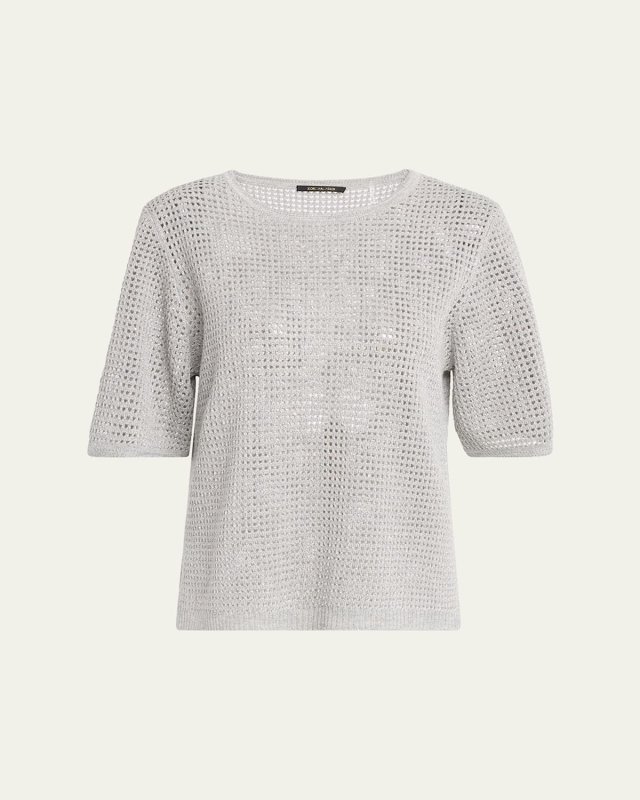Crewneck Mesh-Knit Sweater